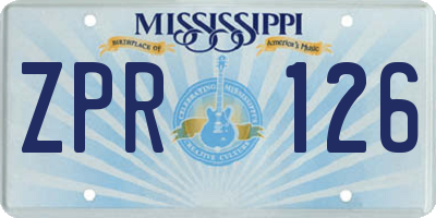 MS license plate ZPR126