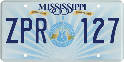 MS license plate ZPR127
