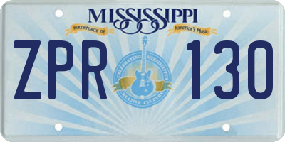 MS license plate ZPR130