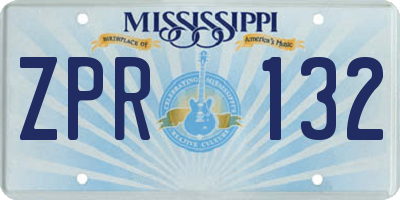 MS license plate ZPR132