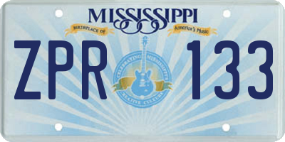 MS license plate ZPR133