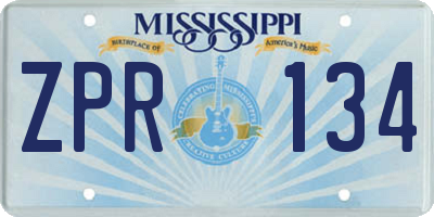 MS license plate ZPR134