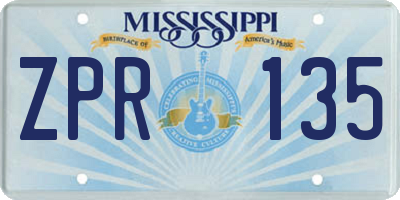 MS license plate ZPR135