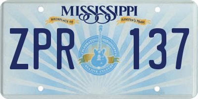 MS license plate ZPR137