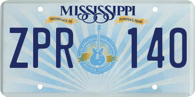 MS license plate ZPR140