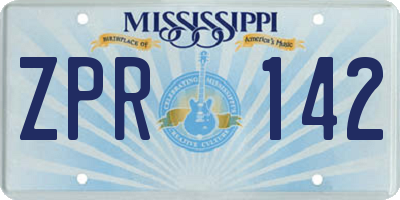 MS license plate ZPR142
