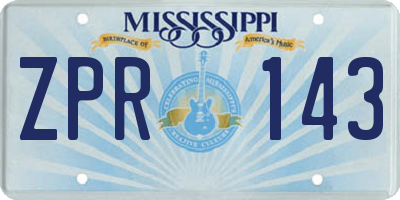 MS license plate ZPR143