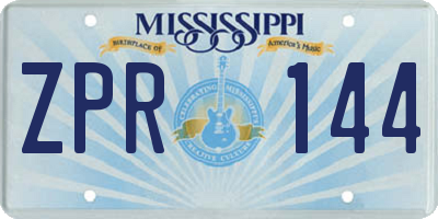 MS license plate ZPR144
