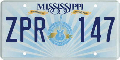 MS license plate ZPR147