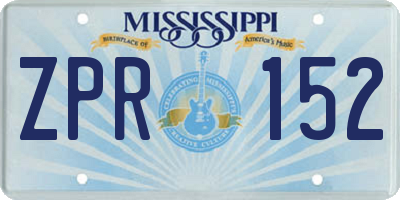 MS license plate ZPR152