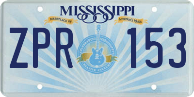 MS license plate ZPR153