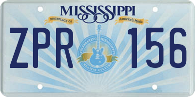 MS license plate ZPR156