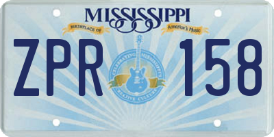 MS license plate ZPR158