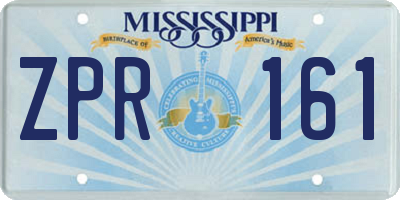 MS license plate ZPR161