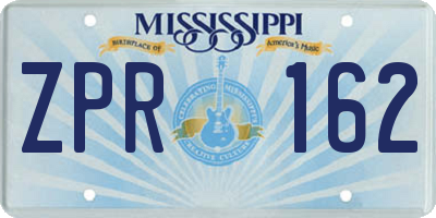MS license plate ZPR162