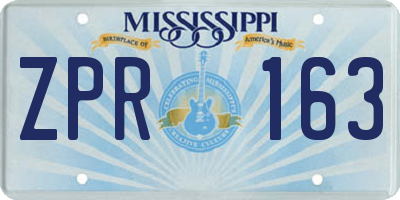 MS license plate ZPR163