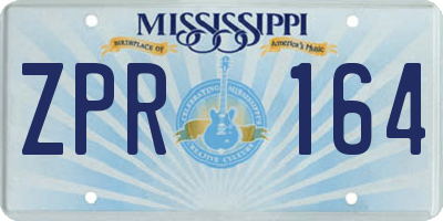 MS license plate ZPR164
