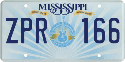 MS license plate ZPR166
