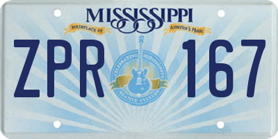 MS license plate ZPR167