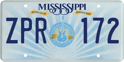 MS license plate ZPR172