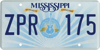 MS license plate ZPR175