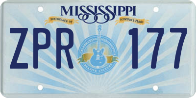 MS license plate ZPR177