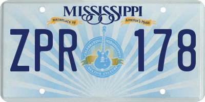 MS license plate ZPR178