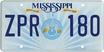 MS license plate ZPR180