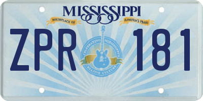 MS license plate ZPR181