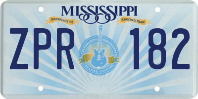 MS license plate ZPR182