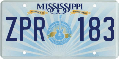 MS license plate ZPR183