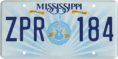 MS license plate ZPR184