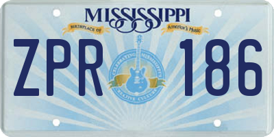 MS license plate ZPR186