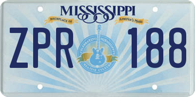 MS license plate ZPR188