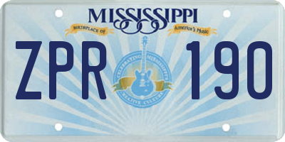 MS license plate ZPR190