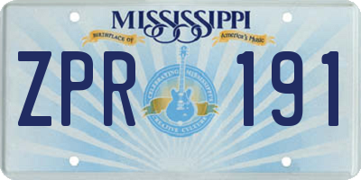 MS license plate ZPR191