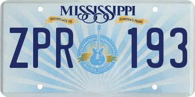 MS license plate ZPR193
