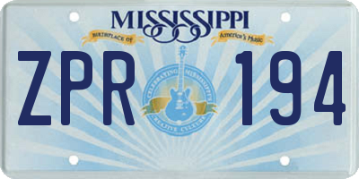 MS license plate ZPR194