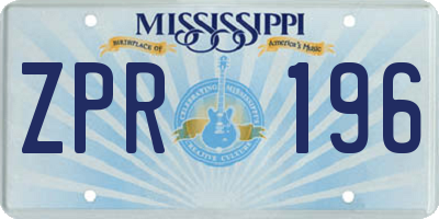 MS license plate ZPR196