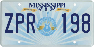 MS license plate ZPR198