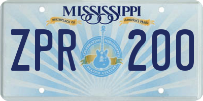 MS license plate ZPR200