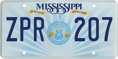 MS license plate ZPR207