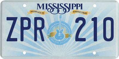 MS license plate ZPR210