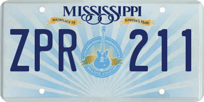 MS license plate ZPR211