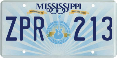 MS license plate ZPR213