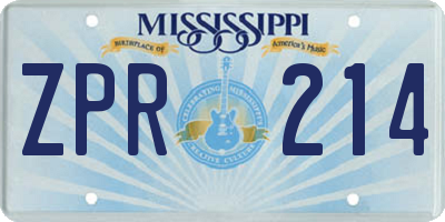 MS license plate ZPR214
