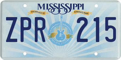 MS license plate ZPR215