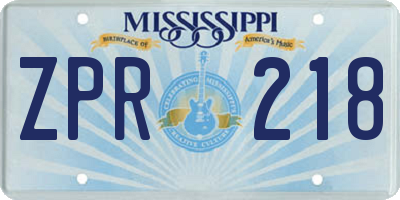 MS license plate ZPR218