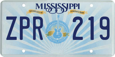 MS license plate ZPR219