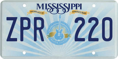 MS license plate ZPR220